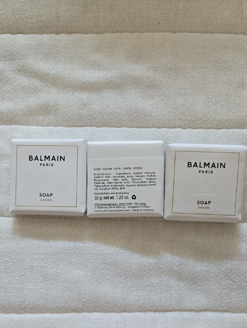 Balmain White and Gold Trim Luxury Soap Trio